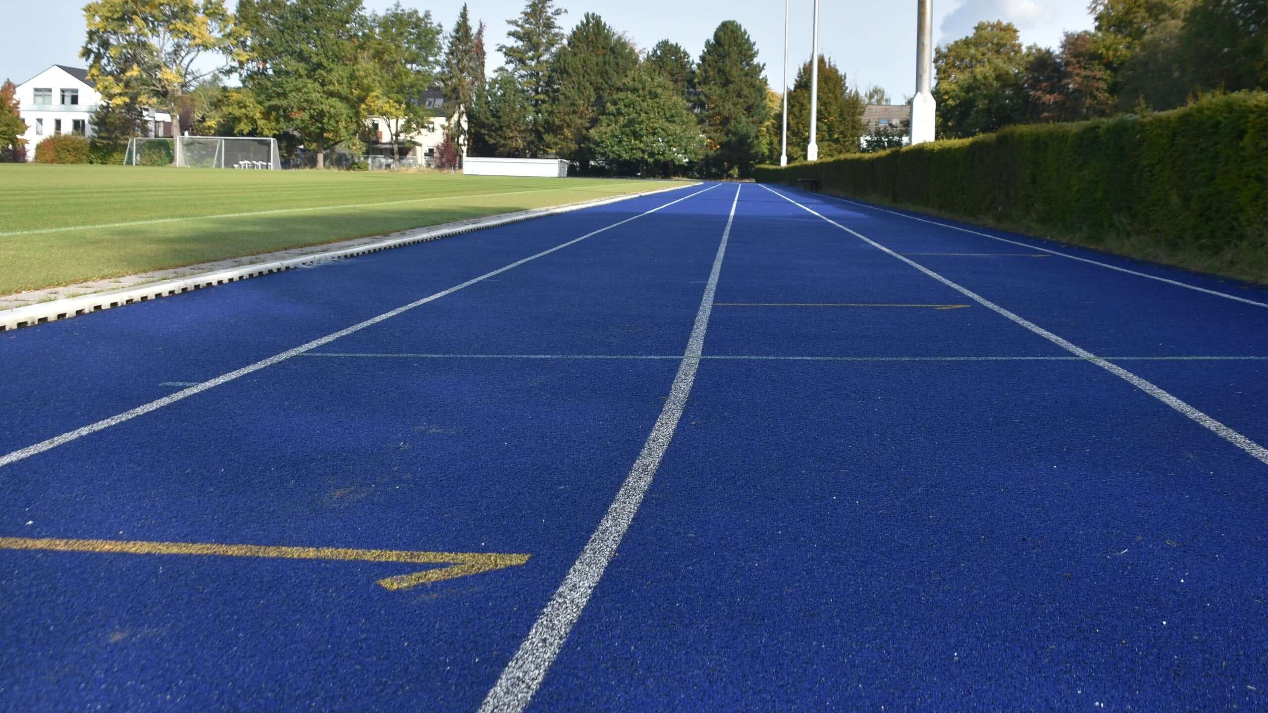 Laufbahn blau Leichtathletik